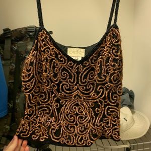 Black Beaded Cache Top